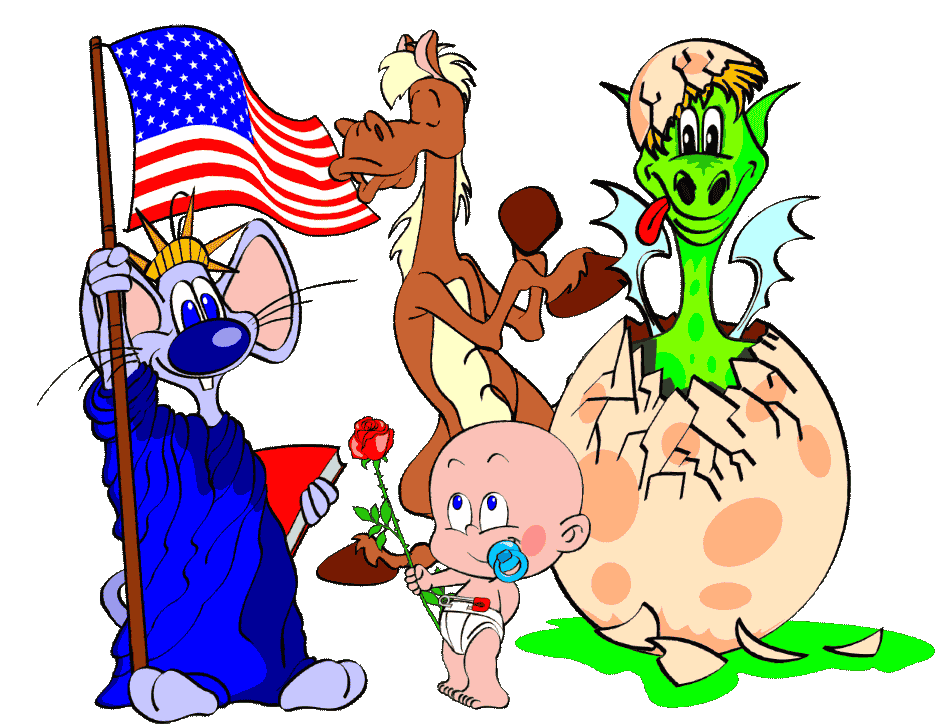 A cheerful group of Fiolex cartoon characters